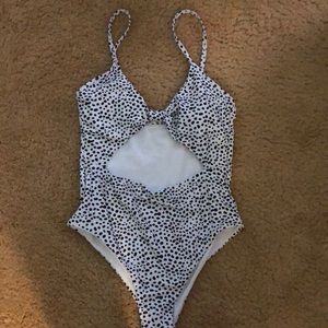 Black and white Dalmatian print one piece